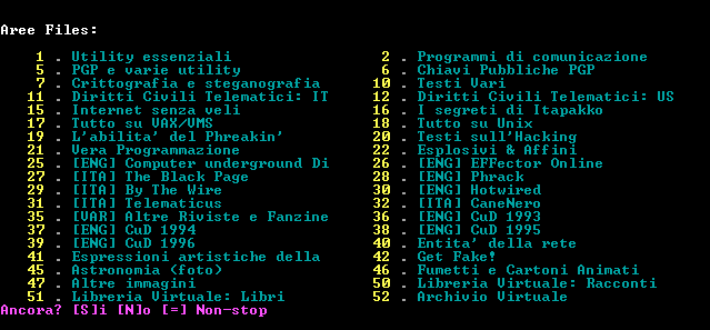 Alcune aree files di Running FREE